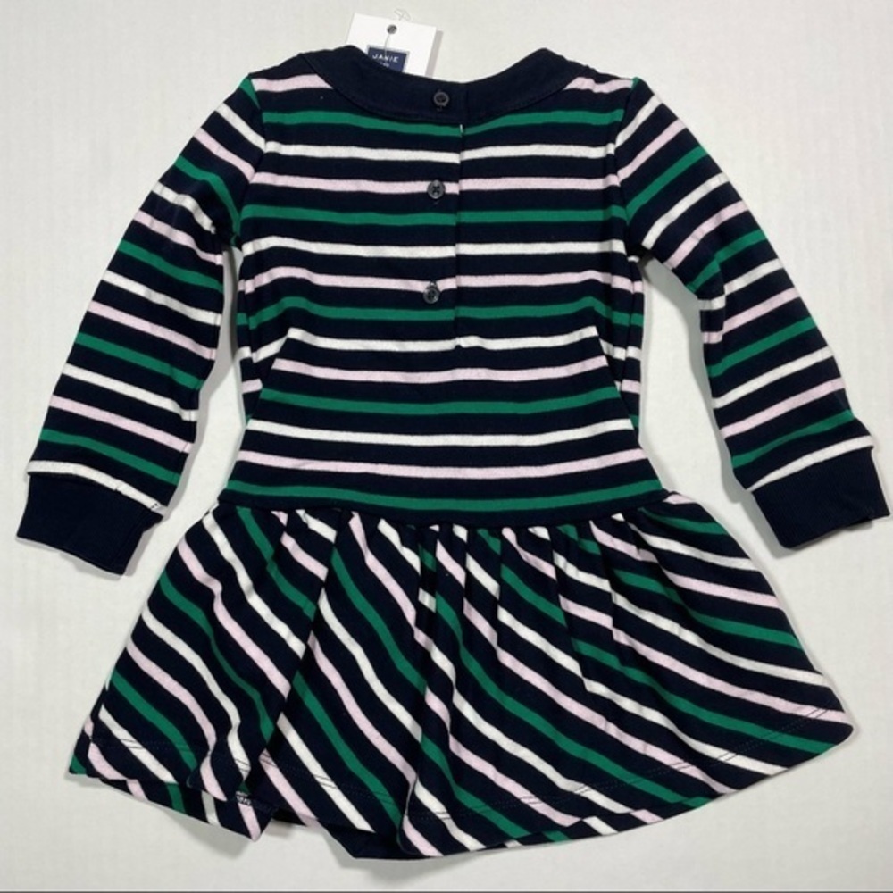 Janie and Jack Long Sleeve Stripe Dress Size 12-18 months Blue - Picture 2 of 5